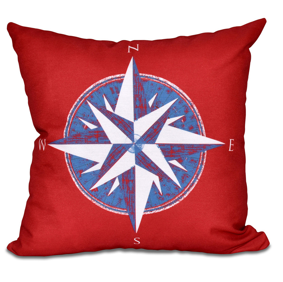compass nautical outdoor pillow