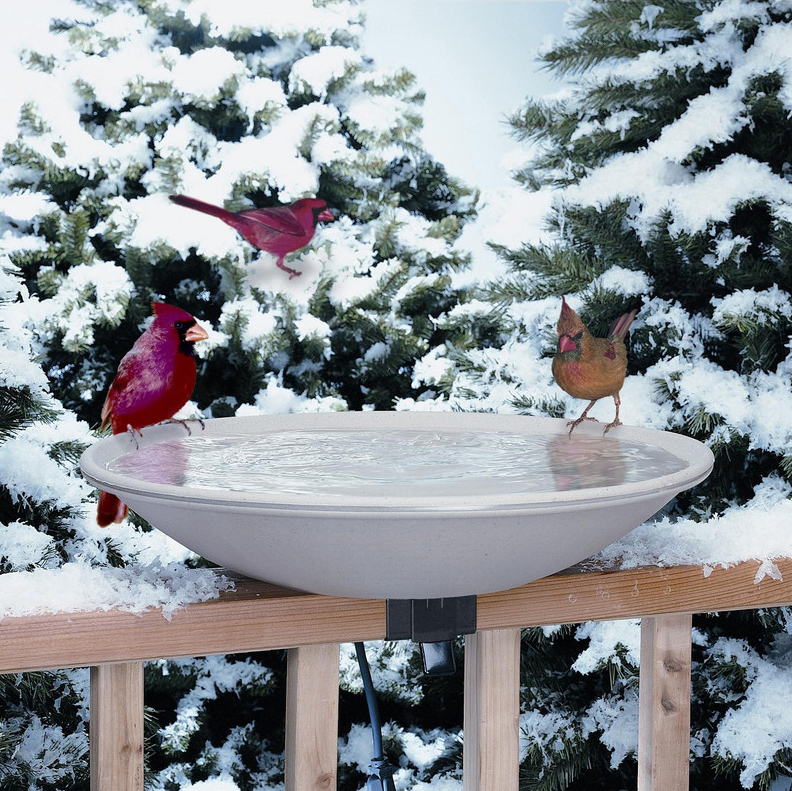 deck mounting heated bird bath bowl