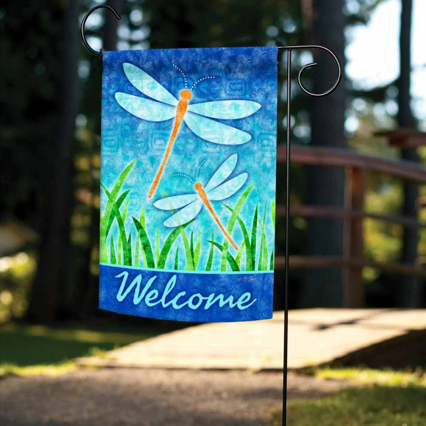 welcome dragonfly garden flag