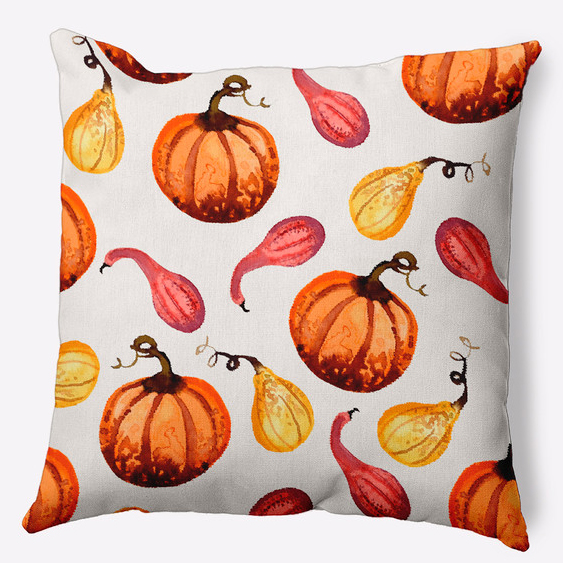 ivory and orange gourds galore throw pillow