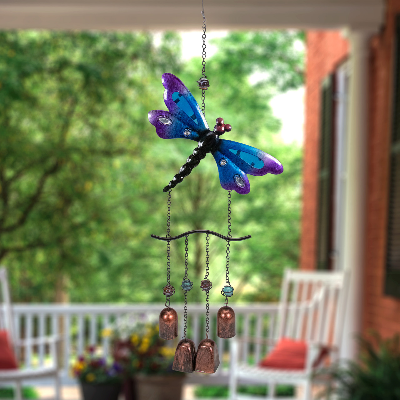 purple and bronze dragonfly windchime