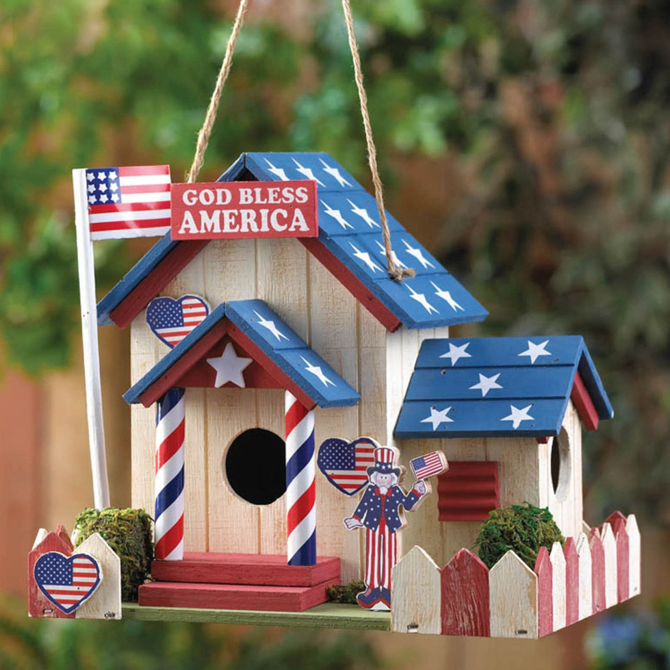 red white and blue patriotic birdhouse