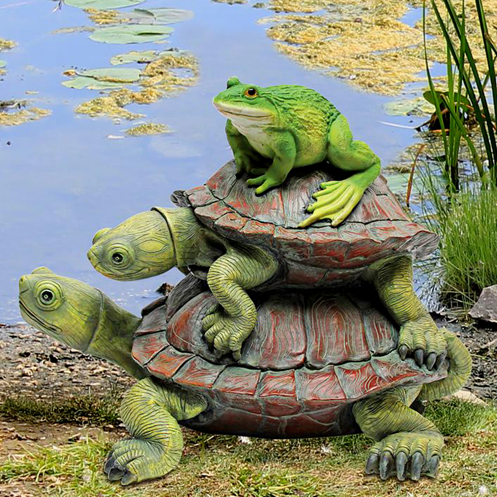garden frog and turtles colorful garden statue